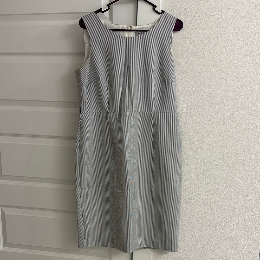 Kasper Light Gray Sleeveless Midi Sheath Dress